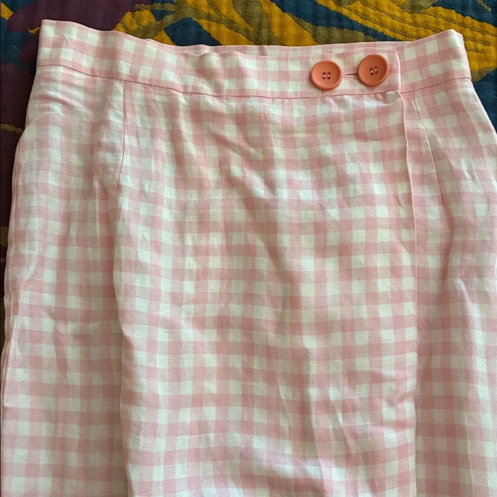Sleeper Pink Gingham Maxi Wrap Skirt with Button Waist, small, NWOT - Picture 3 of 8